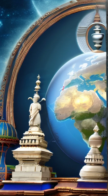 Global religion as hindu world with globe on lord shiva