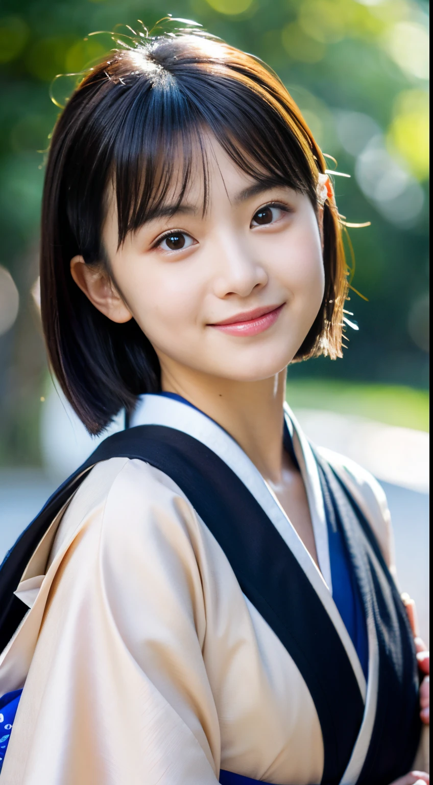 Best-quality, Masterpiece, Ultra-High-Resolution, (Photorealistic:1.4), Raw-Photo, Extremely-Details, Perfect-Anatomy, 1girl, the most popular Japanese idol, ((wearing only classical KIMONO, upturned coccyx)), extremely cute face like a very famous Japanese idol, extremely beautiful big black eyes, extremely beautiful black hair, extremely beautiful white skins, innocent smile, looking at viewer, detailed gorgeous Japanese KIMONO, detailed face, detailed eyes, detailed hair, detailed white skins