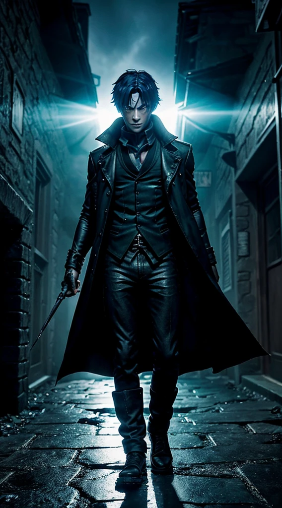 Environment: A gloomy evening envelops the city of Noctisburg. Narrow streets, lit by flickering lanterns, create dancing shadows. Weathered stone walls hold secrets whispered by night winds. The air is thick, charged with distrust and the receiving of the Curse of Wrath that hangs like an eternal shadow over the city. Renegade Character: Kaito Hoshizora Appearance: Shaggy black hair, dark clothes that absorb light, eyes that reflect the pain of abandonment. Personality: Determined and reserved, Kaito hides his emotional scars behind a cold facade. Your soul is shaped by betrayal. Curse of Wrath Power: Shadows obey your command, wrapping around your hands like claws. Your wrath will intensify this power, unleashing a dark vision of destruction. Curse Marks: Shadowy tattoos that snake down his arm, glowing when the Curse is activated. Abilities: Supernatural speed, keen night vision, and the ability to manipulate shadows for attacks and defense. Scene: Kaito walks the dark roads of Noctisburg, a lonely silhouette in the gloom. Your footsteps echo, echoing your loneliness. As you approach a run-down tavern, murmurs of distrust spread. Furthermore, there is a sinister presence that leaves patrons in an uncomfortable silence. Dialogue: (Kaito, responding to murmurs) Kaito: (in a cold voice) The Curse of Wrath doesn't make choices. It's just power, no mercy. (Tavern murmurs) Unknown: Is this the damn boy who is said to have ruined our town? (Kaito, looking at the piercing eyes) Kaito: Disgrace? The real misfortune is the corruption that hides in the shadows of those who call themselves righteous. Kaito's dark aura creates a tense atmosphere in the tavern, revealing a duality between the renegade boy and the city that disowned him. Additional Environmental Details: Dim light reveals faded murals telling the story of the Curse of Wrath. Candles flicker, creating shadows that dance on the walls. The icy atmosphere reflects the emotional coldness that Kaito developed to surv