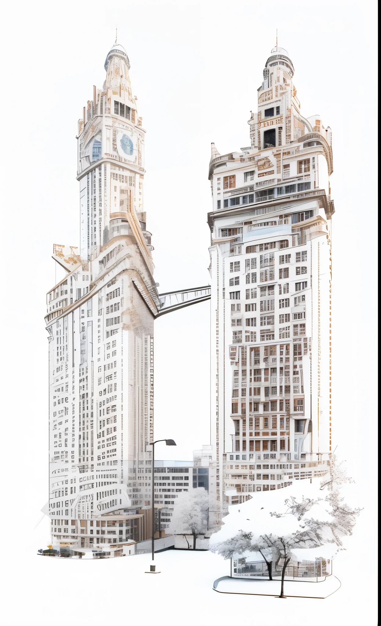 Modern high-rise building, glasses, 3d rendering, lambent