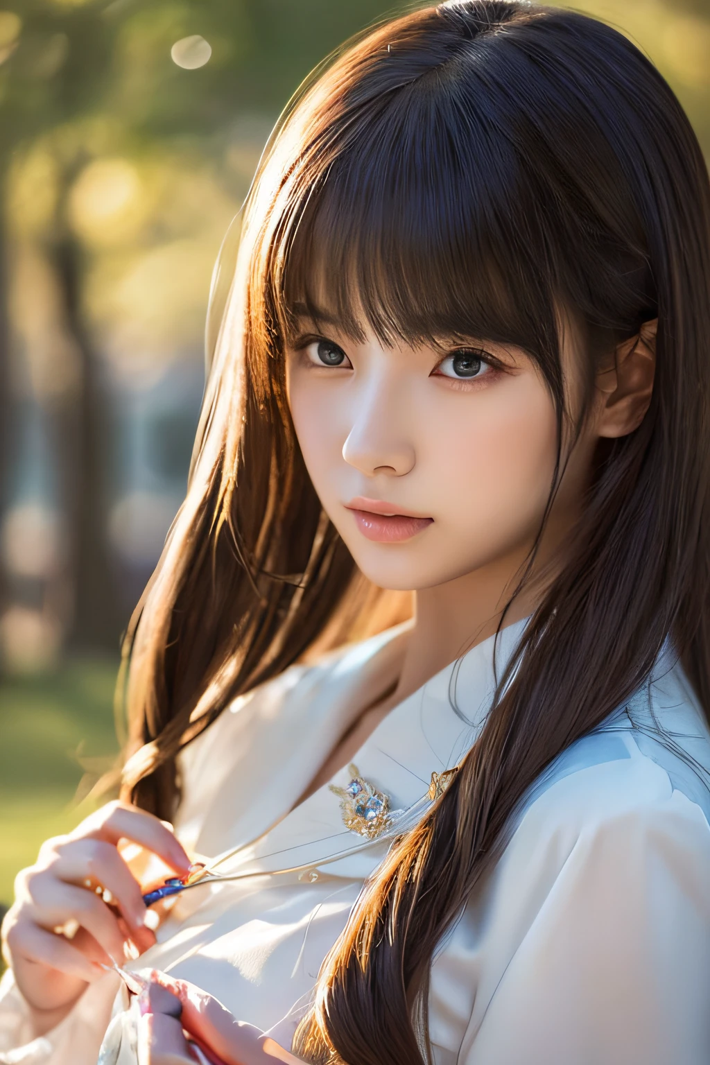 Focus on people。Create and express the best shining composition of the person in a realistic way。((masterpiece))、(((top-quality)))、((ultra-detailliert))、(A hyper-realistic)、(highly detailed CGillustration)、(extremely delicate and beautiful)、Girl a masterpiece、top-quality、Realistic skin feeling、Realistic fabric、We will introduce a realist illustration focusing on the center front of girls with realistic and ultra-detailed eyes.。This is the absolute rule, and the following sentence expresses the image quality。 The greatest painter in human history meets an unparalleled beauty、It is the greatest masterpiece in the history of the Inuiku Ichigo, which depicts the most beautiful figure of a lifetime.。 Create stunning anime artwork that is currently trending on seaStation、Introducing exquisite beauty and seductive aesthetics。