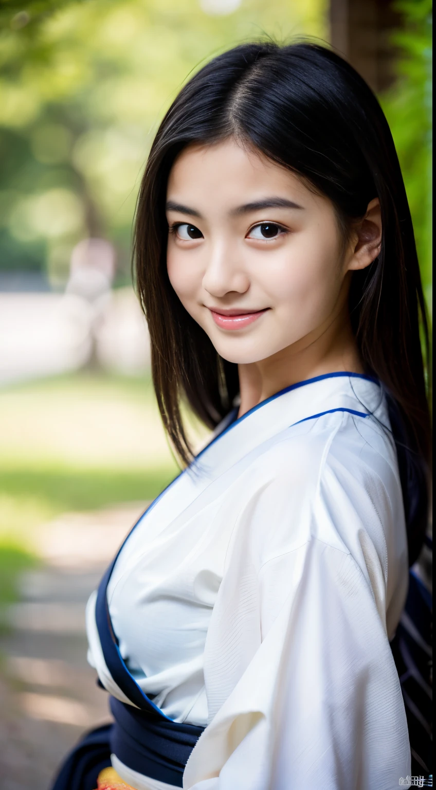 Best-quality, Masterpiece, Ultra-High-Resolution, (Photorealistic:1.4), Raw-Photo, Extremely-Details, Perfect-Anatomy, 1girl, 12-years-old, the most popular Japanese idol, cowboy-shot, wearing only classical KIMONO, upturned coccyx, extremely cute face like a very famous Japanese idol, extremely beautiful big black solid circle eyes, extremely beautiful black hair, extremely beautiful white skins, innocent smile, looking at viewer, detailed classical KIMONO, detailed cute face, detailed big black solid circle eyes, detailed black hair, detailed white skins, detailed beautiful body, detailed beautiful hip