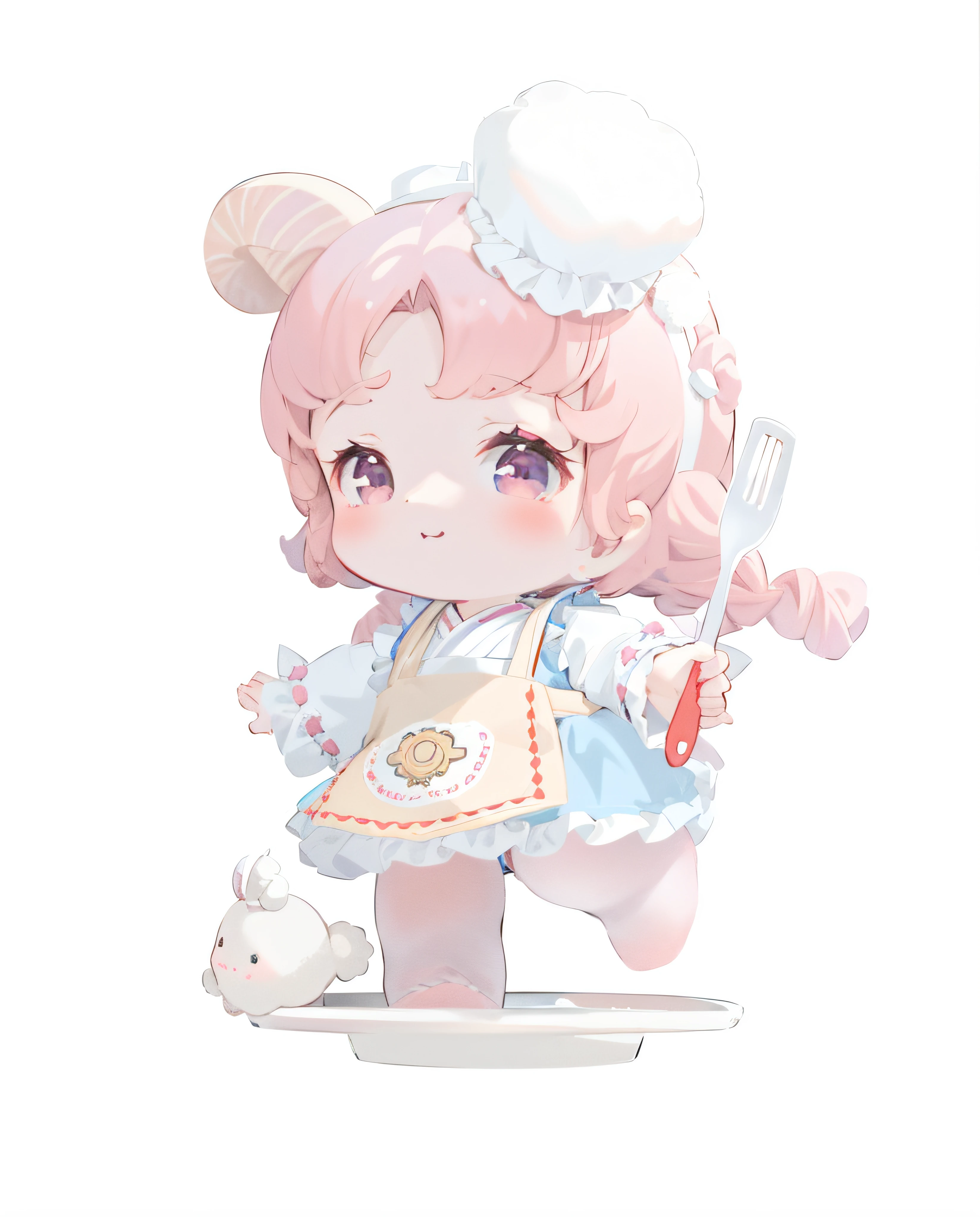 sheep horns ,Lolita prostitute , cute character, , Shaoli&#39;s slim loli figure,lalafell, small loli girl, 2d，Two-dimensional，Japanese cartoons，Celluloid，k hd，8K，Lovely 0.，cook，aprons，get a spatula，chef's hat