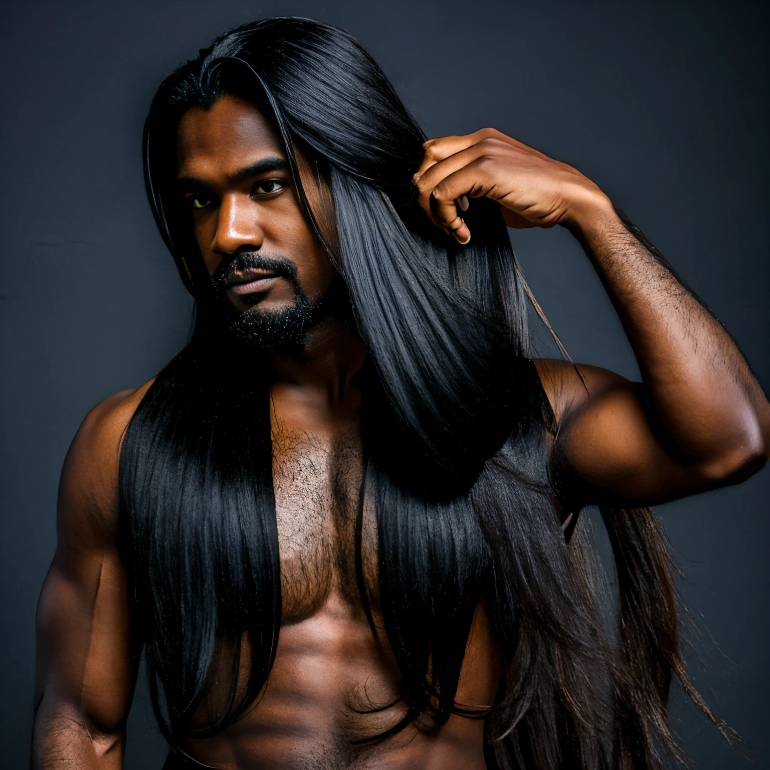 Male photographer with long hair and dark skin