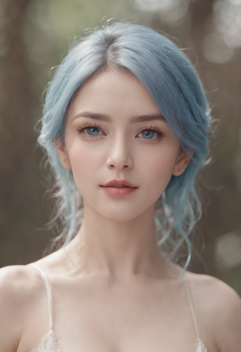 (((tmasterpiece))), (((Best quality at best))), ((ultra - detailed)), (Highly detailed CG illustration), ((Extremely Delicately Beautiful)), 电影灯光,((1人)), Alone, (The upper part of the body), (Character focus), absurd res, hight contrast, extremely detaile, Colorful, The most detailed, scientific fiction, (lightblue hair), eBlue eyes, sixpack abs, broad chest, Shirtless, Add details,