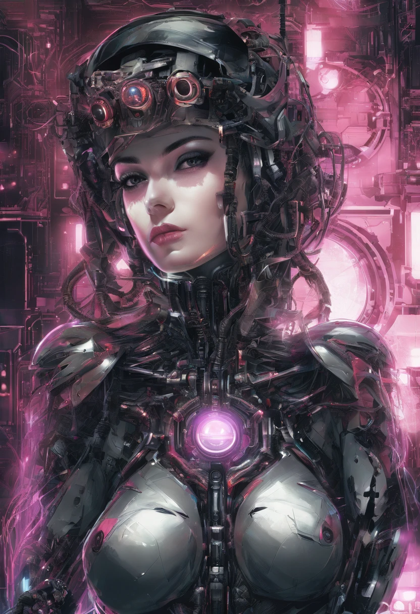 macabre style cybernetic style <lora:Counterfeit-V3.0 Style SDXL_LoRA_Pony Diffusion V6 XL:1>, one girl, part robot, kind smile, upper body, dark colors, dark lighting, indoors, blood on clothes, looking at viewer <lora:Desolation:0.3> <lora:Kenva:0.6> <lora:Neon_Noir_Pony:1> <lora:OverallDetail:1> <lora:D.I.D._Vaporwave_Visions:0.5>, score_9, score_8_up, score_7_up . futuristic, technological, cybernetic enhancements, robotics, artificial intelligence themes . dark, gothic, grim, haunting, highly detailed