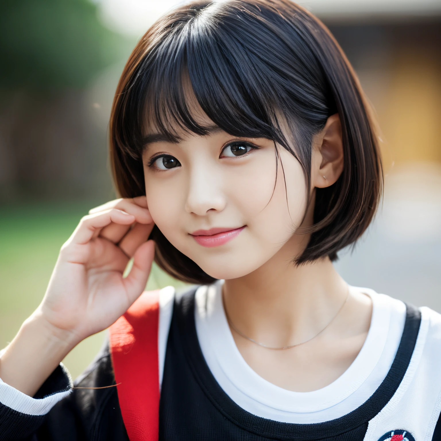 Best-quality, Masterpiece, Ultra-High-Resolution, (Photorealistic:1.4), Raw-Photo, Extremely-Details, Perfect-Anatomy,
2girls, both -yeld, bothe most popular Japanese idol, portrait, both wearing Japanese gym uniform, looking at viewer, innocent smile,
extremely cute face like a most famous Japanese idol, extremely beautiful big
black solid circle eyes, extremely beautiful long eyelashes, extremely beautiful lips, extremely beautiful black short cut haired,
detailed cute face, detailed beautiful big black solid circle eyes, detailed beautiful long eyelashes, detailed beautiful lips, detailed beautiful black short cut haired