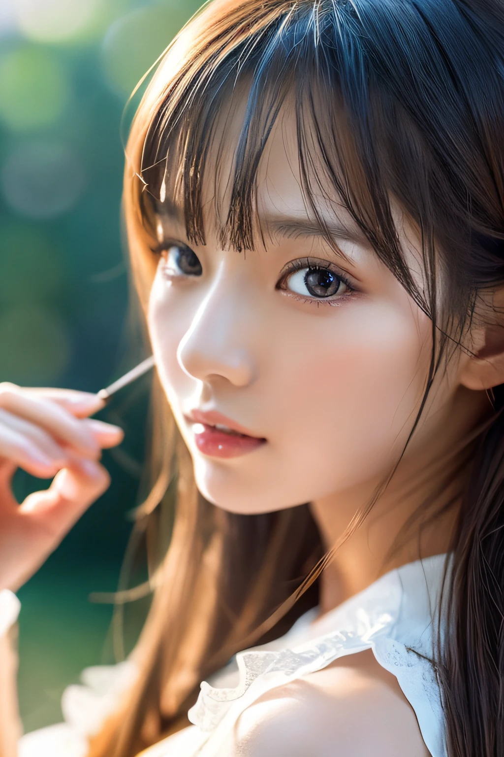 Focus on people。Create and express the best shining composition of the person in a realistic way。((masterpiece))、(((top-quality)))、((ultra-detailliert))、(A hyper-realistic)、(highly detailed CGillustration)、(extremely delicate and beautiful)、Girl a masterpiece、top-quality、Realistic skin feeling、Realistic fabric、We will introduce a realist illustration focusing on the center front of girls with realistic and ultra-detailed eyes.。This is the absolute rule, and the following sentence expresses the image quality。 The greatest painter in human history meets an unparalleled beauty、It is the greatest masterpiece in the history of the Inuiku Ichigo, which depicts the most beautiful figure of a lifetime.。 Create stunning anime artwork that is currently trending on seaStation、Introducing exquisite beauty and seductive aesthetics。