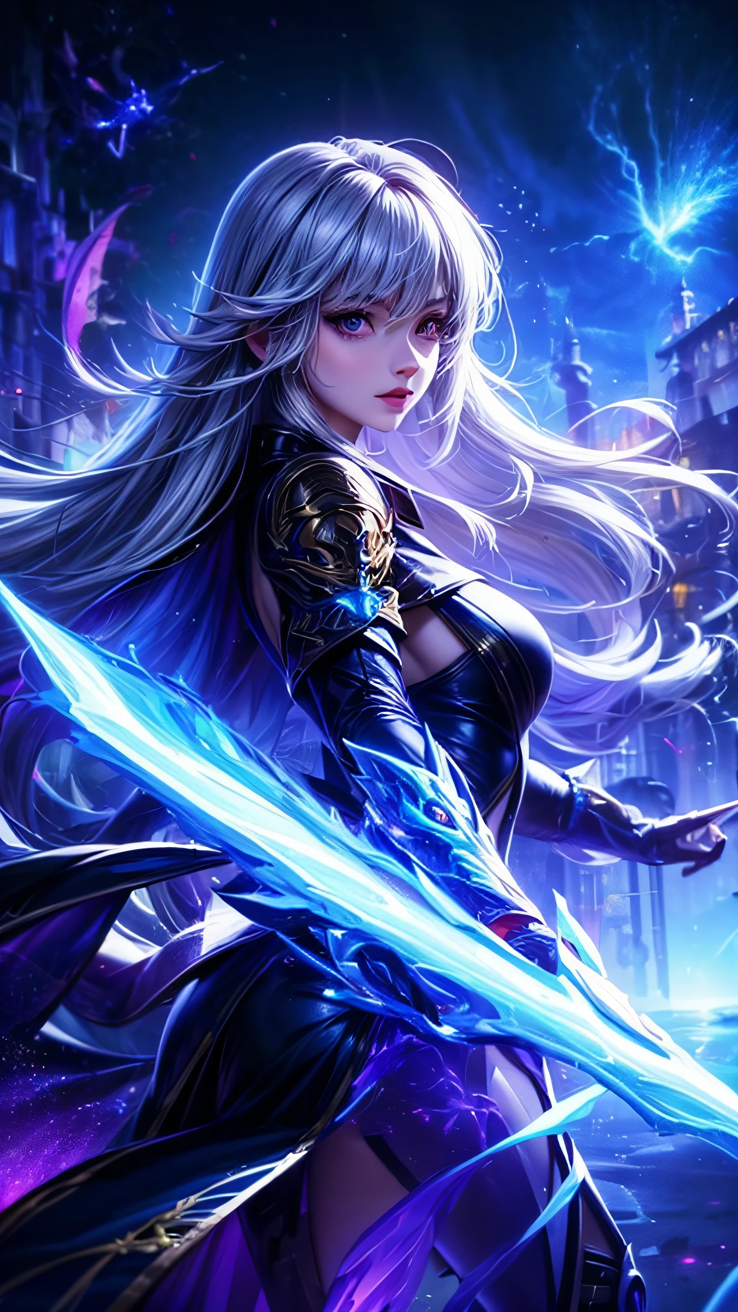 hight resolution、8K、A MILF、digital ruler、a wizard、Sexy costume、surrounded by plasma、Cyber World、Electronic World、Electronic City、Lightning、Spark、Aurora