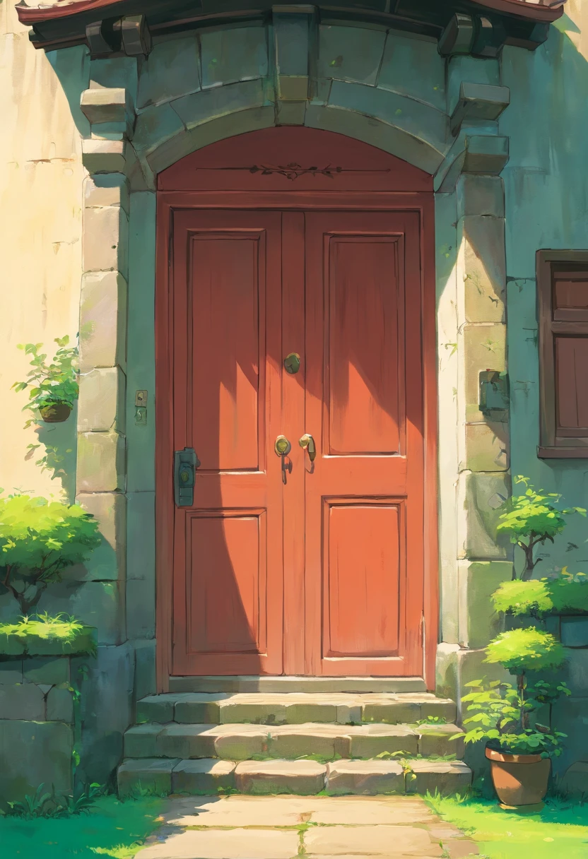 A wall,There is a door above,Positive perspective