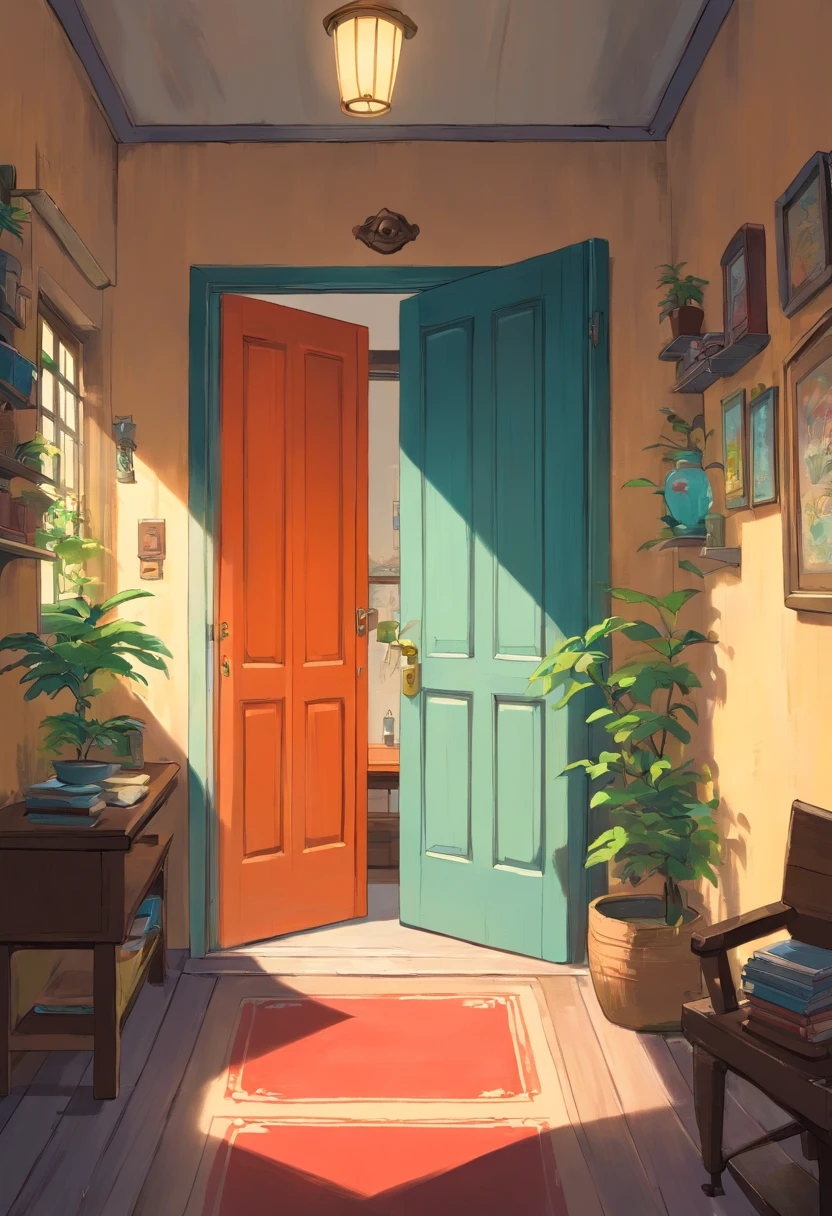 modern day,room interior,A wall,There is a door above,Positive perspective