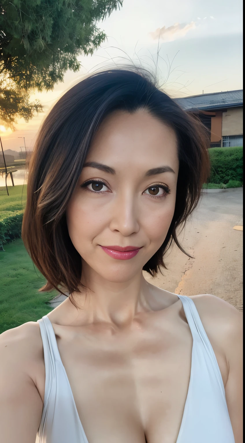 japanese mature, AV actress, Beautiful, Large breasts, glamor, carismatic, Top 5 Sexy, Chromo-white skin, Looking at Viewer, Erotic, Looking through underwear, Wet the white sheer dress and see through it, exposed pubic hair, Skindentation, Underwear, ((Hide your arms behind your back, Open mouth:0.9, Sorrow:0.7)), ((Portrait: 1.3)), (From below, See the viewer's eyes), ((Sweaty body:1)), ((cleavage:1.5)), facing front, 37 years old, A smile, Seductive facial expressions, Beauty in the buttocks, ((Best Quality, in 8K, masutepiece :1.3)), (Realistic, Photorealistic:1.4), Flat color background, profetional lighting, ighly detailed, depth of fields, nudde