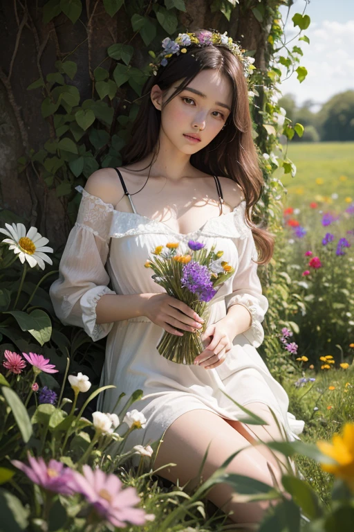 moky effusion of Ophelia from Hamlet and big beautiful blossoming wildflowers