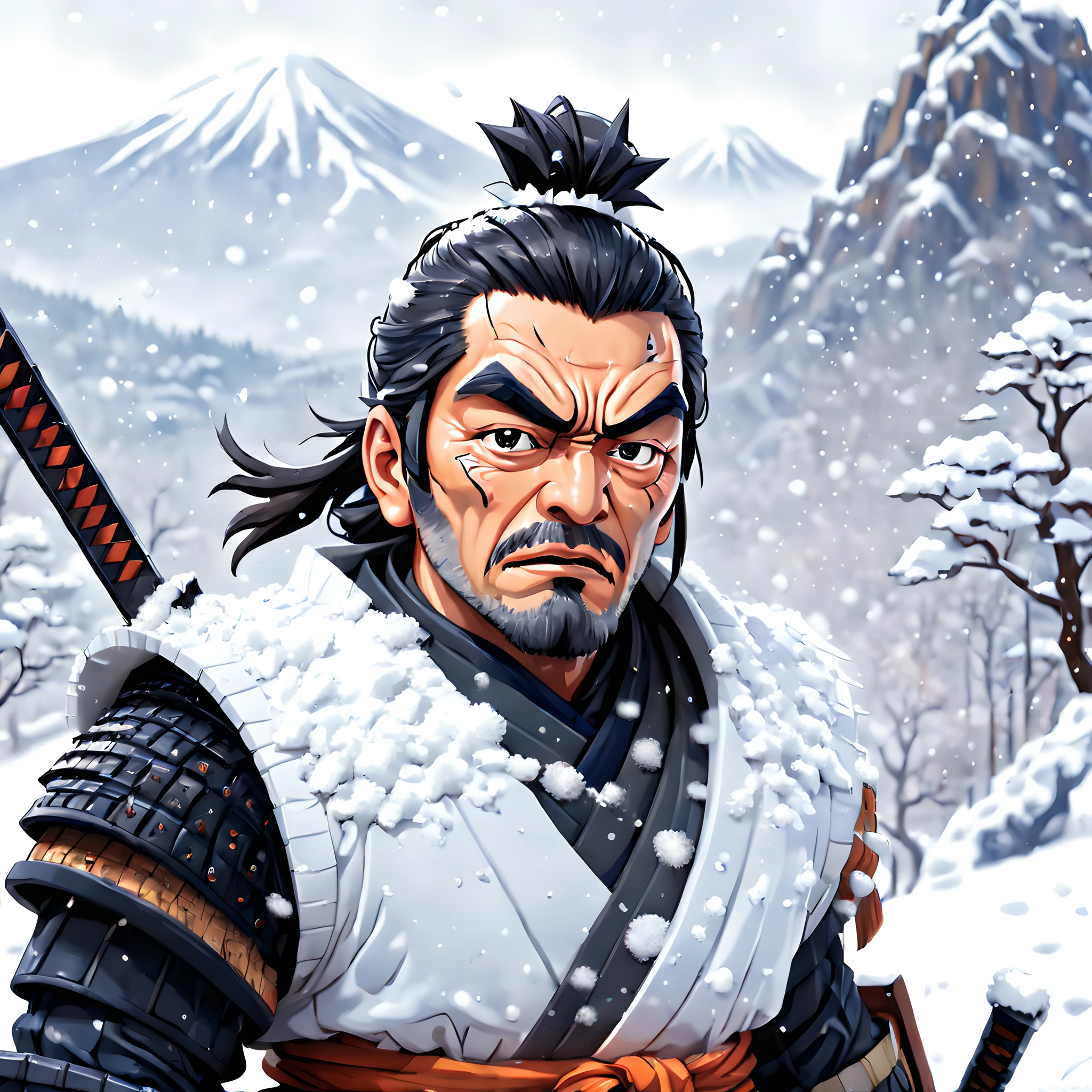 (Snowman:1.5),(Pixel art:1.5), (pixel theme:1.5), (fantasy:1.5), (Japanese game character:1.5), (Toshiro Mifune:1.5), (Japanese samurai:1.5), (General Winter:1.5),(snow:1.5), (snowy:1.5), (snow mountain:1.5),(white_out:1.5), (fantastic illustration:1.5),(dynamic:1.3), (absurderes:1.5),(ultra_detailed:1.5),(delicate:1.5),(Detail on facial expressions:1.5),(best quality:1.5),(masterpiece:1.5),