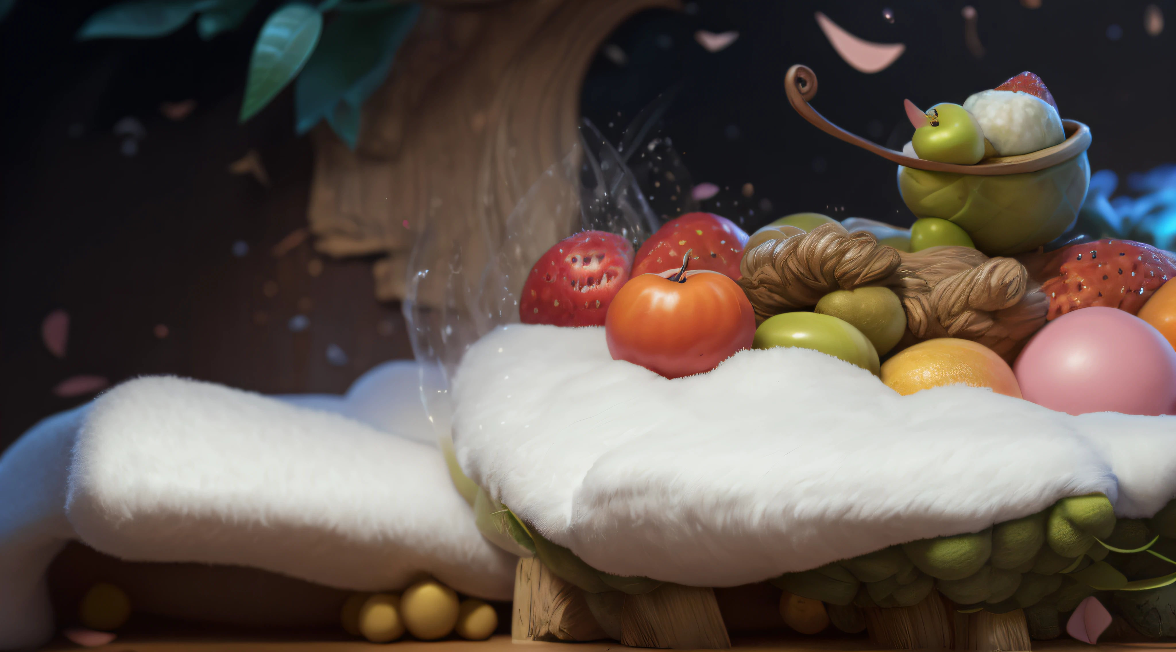 bunch of fruits,blankets,There is a bunch of fruit on the wool blanket