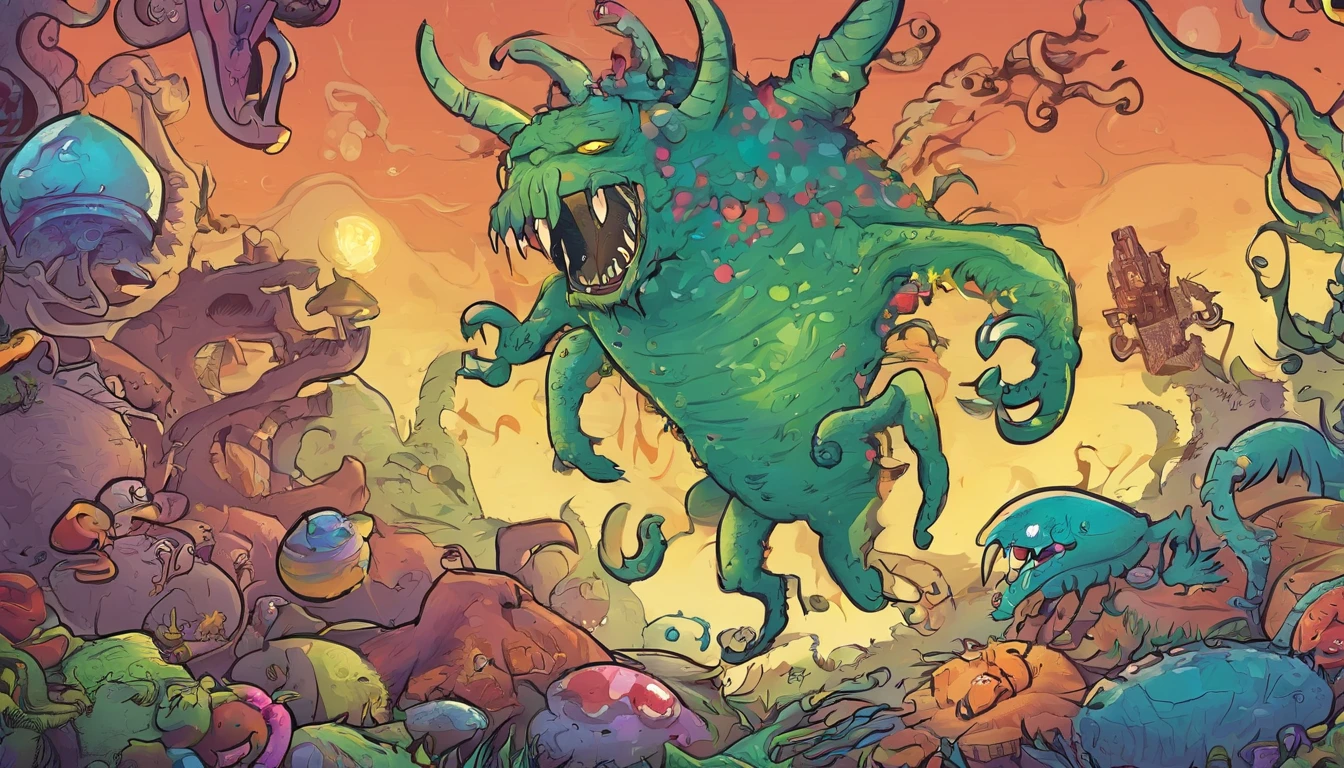 bacteria monster,k hd,white backgrounid。