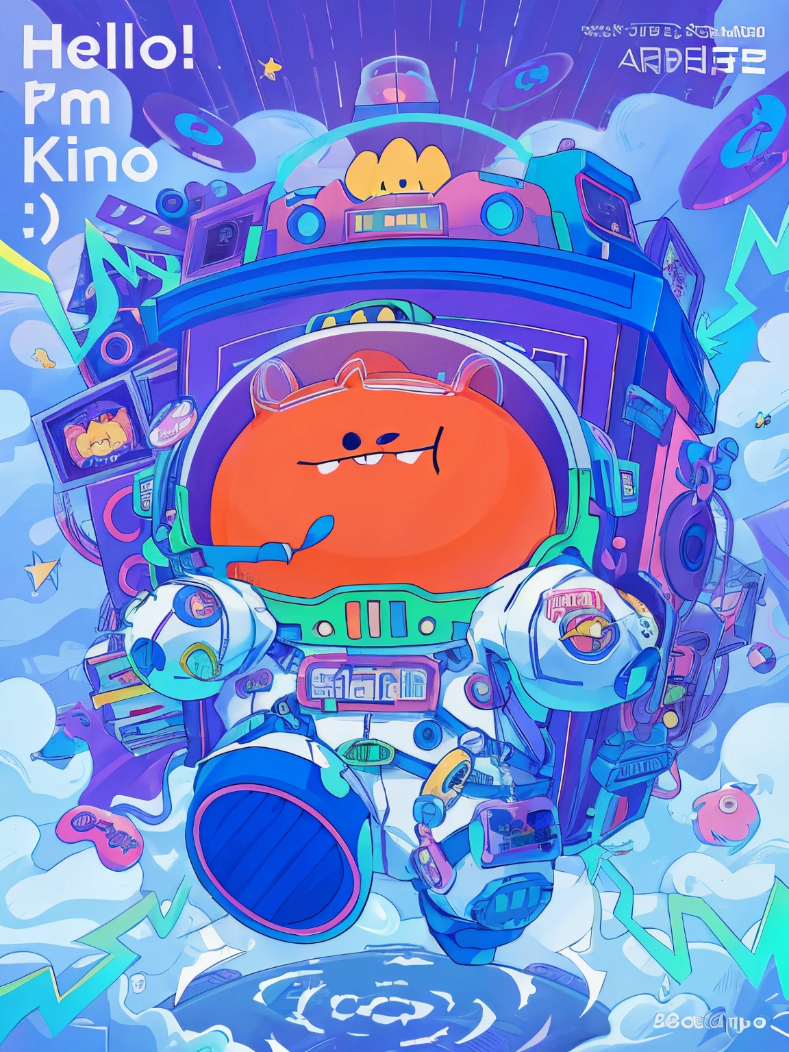 Cartoon character illustration of logo, An anime cover, Official fan art, Official concept art, Official illustration, offcial art, Highly detailed official artwork, full art illustration, Game illustration, profile picture 1024px, background artwork, shiba inu cosmonaut, , unwind
