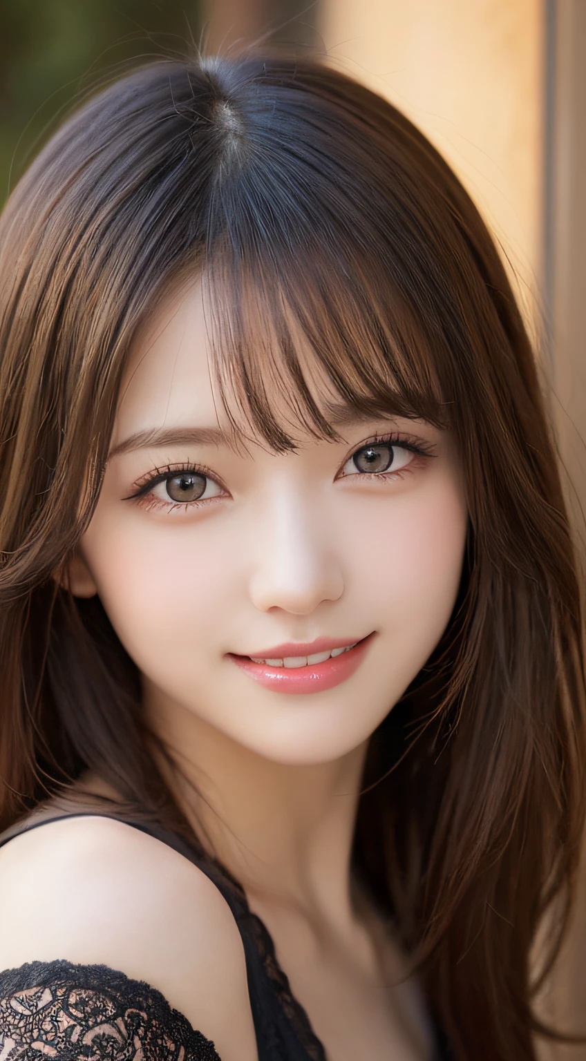 masutepiece, Best Quality, Illustration, Ultra-detailed, finely detail, hight resolution, 8K Wallpaper, Perfect dynamic composition, Beautiful detailed eyes, Women's Fashion Summer,Medium Hair,Small breasts natural color lip, Bold sexy poses,Smile,Harajuku、20 years girl、Cute、Sexy shot looking at camera