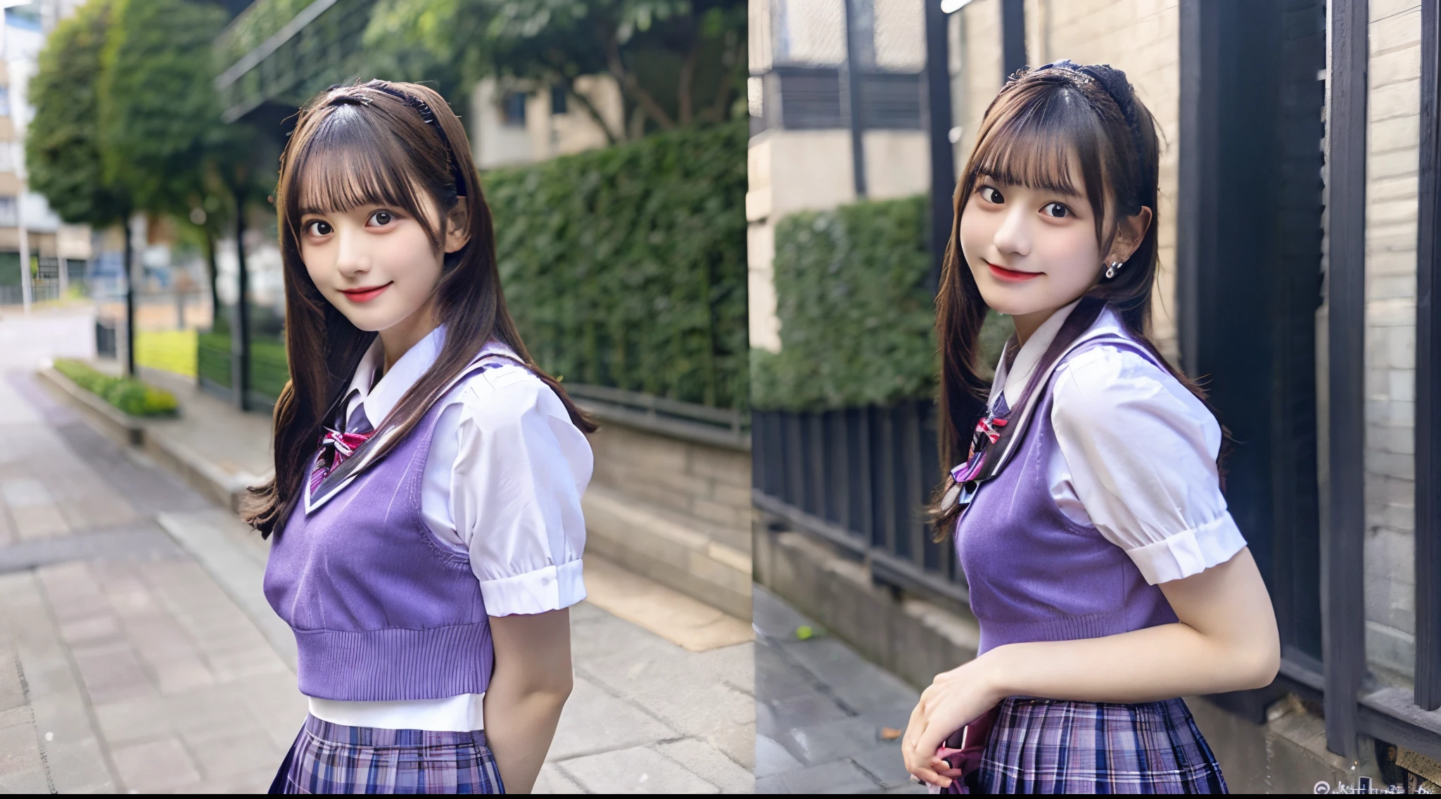 Cute JK 18 years old in purple mini skirt uniform