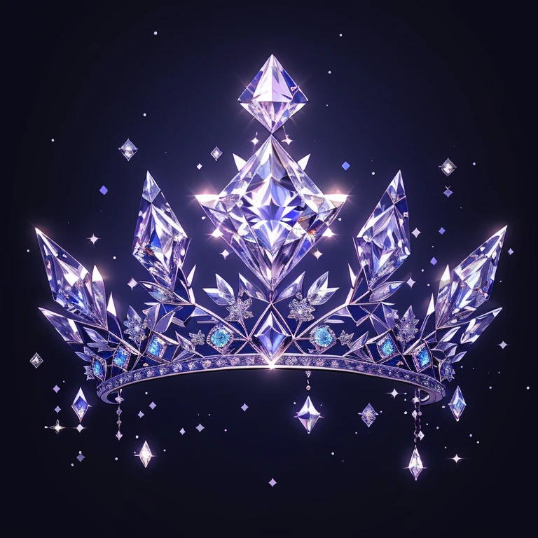 Diamond Crystal Jewel Crown icon, color gold, Sailor Moon style,ui design,Diamond crystal, Intricate headwear,Brilliant and elegant,minimalist luminous, white background, isometric Ul interface with 3d elements, 3d rendering, hologram, high detail, gad rays, c4d, 8k，