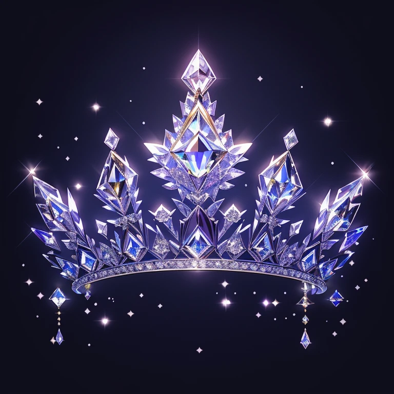 Diamond Crystal Jewel Crown icon, color gold, Sailor Moon style,ui design,Diamond crystal, Intricate headwear,Brilliant and elegant,minimalist luminous, white background, isometric Ul interface with 3d elements, 3d rendering, hologram, high detail, gad rays, c4d, 8k，