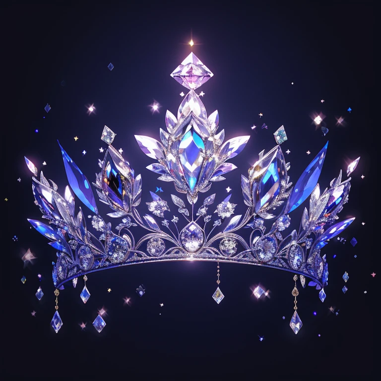 Diamond Crystal Jewel Crown icon, color gold, Sailor Moon style,ui design,Diamond crystal, Intricate headwear,Brilliant and elegant,minimalist luminous, white background, isometric Ul interface with 3d elements, 3d rendering, hologram, high detail, gad rays, c4d, 8k，