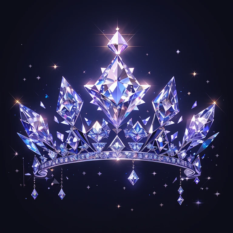 Diamond Crystal Jewel Crown icon, color gold, Sailor Moon style,ui design,Diamond crystal, Intricate headwear,Brilliant and elegant,minimalist luminous, white background, isometric Ul interface with 3d elements, 3d rendering, hologram, high detail, gad rays, c4d, 8k，