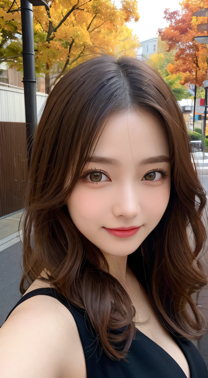 table top, highest quality, shape, Super detailed, finely, High resolution, 8k wallpaper, 完璧なダイナミックな構shape, beautiful and detailed eyes, Latest trend fashion Tokyo winter wear,medium hair, small breasts, natural color lip,smile,20 year old girl、midnight、beautiful and detailed face、perfect and beautiful face、slim face and style,spread your arms wide,Big eyes,Take a photo from below the knees at a face angle、small face、beautiful detailed face、perfect and beautiful double eyelids
