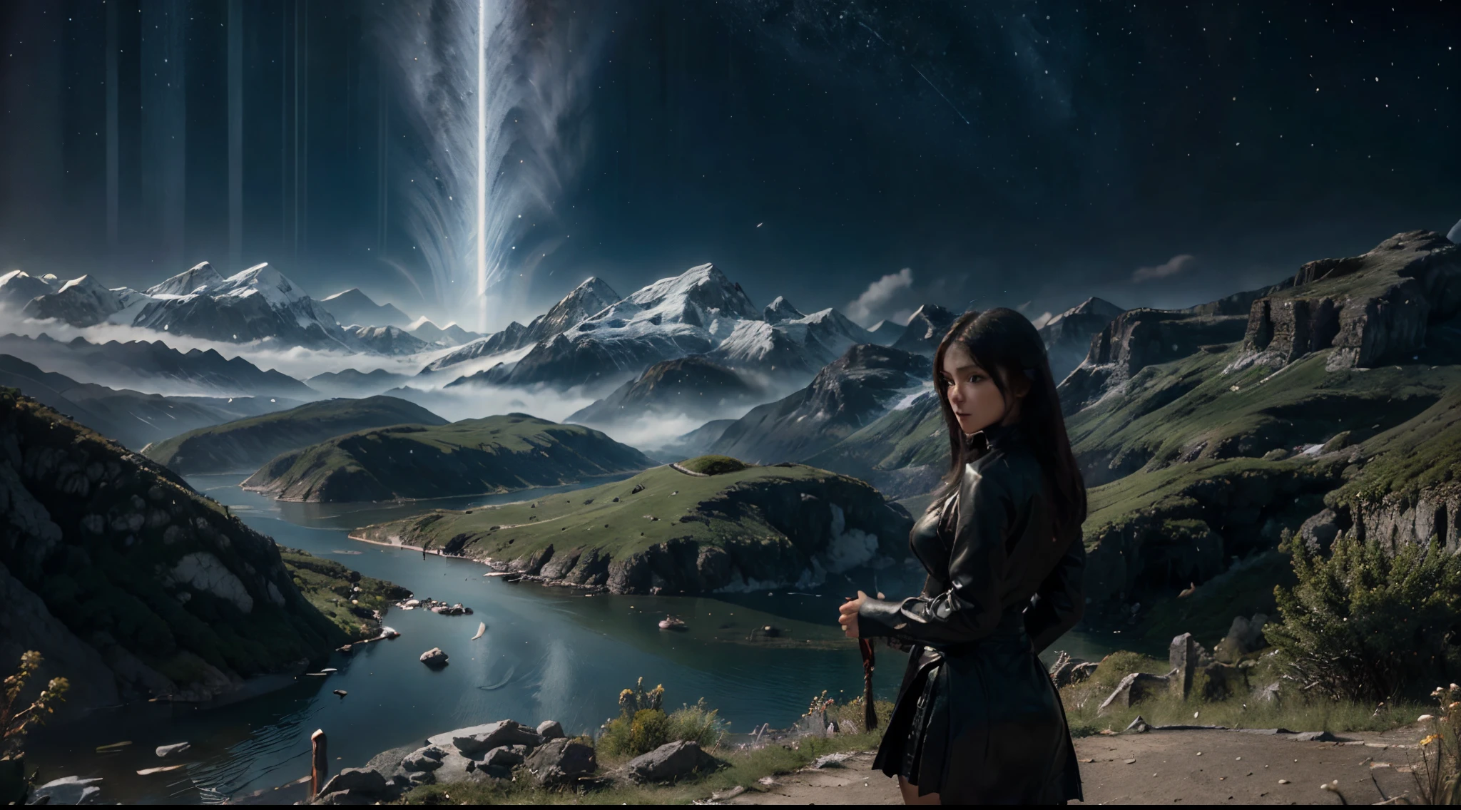 3D,CG,icons,fantastic landscape,Mystic woman,ultra-definition
