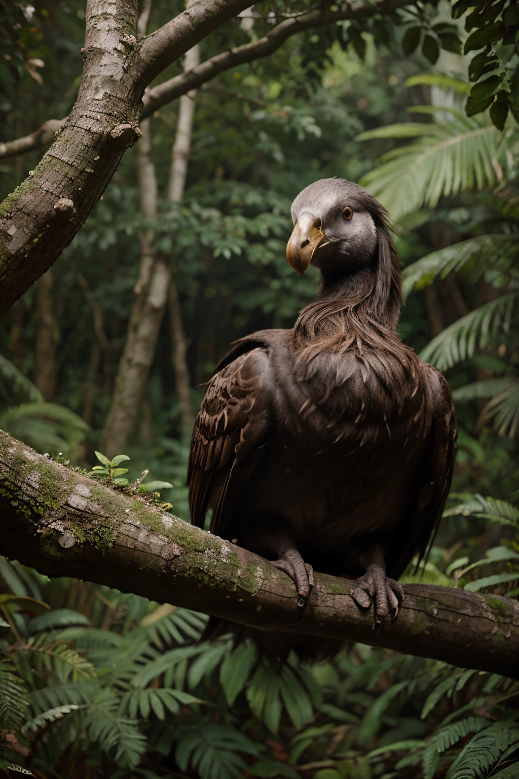 dodo,Forest background,Realistic Painting Style