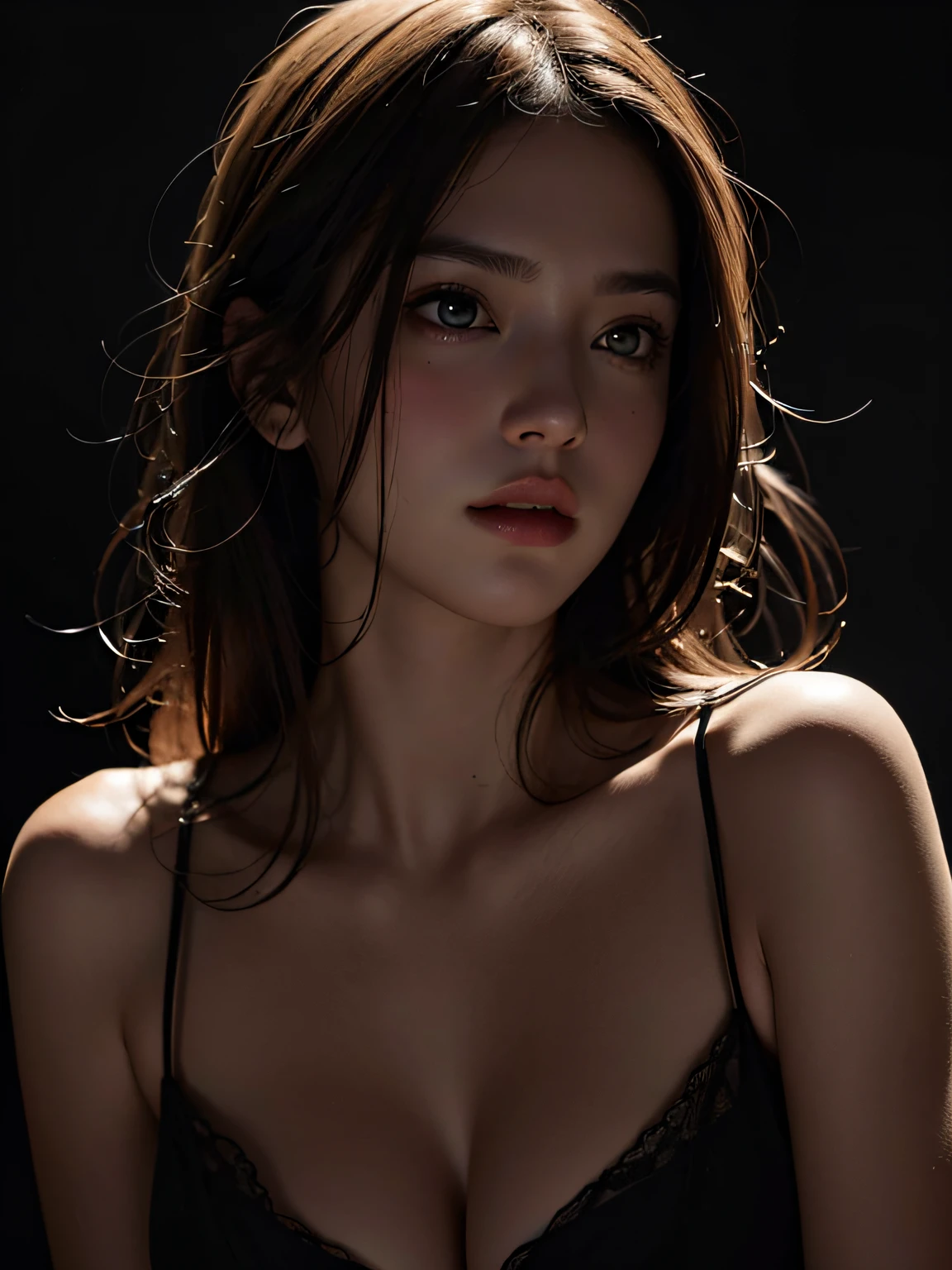 Best quality, masterpiece, ultra high res, (photorealistic:1.4), raw photo, 1girl, in the dark, deep shadow, low key, cold light