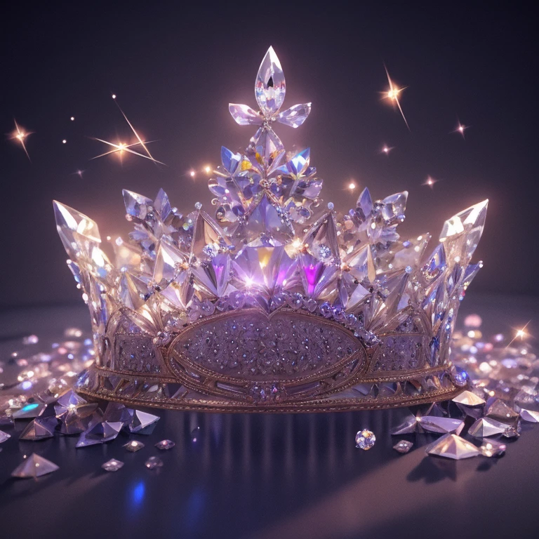 Diamond Crystal Jewel Crown icon, Phoenix element, Sailor Moon style, Gorgeous Crown,ui design,Diamond crystal, Intricate headwear,Brilliant and elegant,minimalist luminous, white background, isometric Ul interface with 3d elements, 3d rendering, hologram, high detail, gad rays, c4d, 8k，