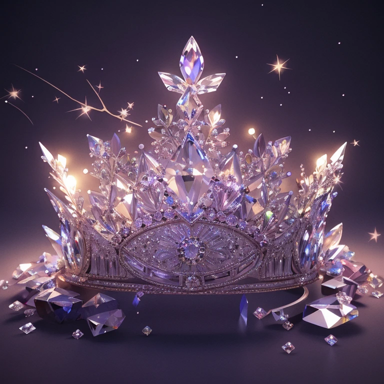 Diamond Crystal Jewel Crown icon, Phoenix element, Sailor Moon style, Gorgeous Crown,ui design,Diamond crystal, Intricate headwear,Brilliant and elegant,minimalist luminous, white background, isometric Ul interface with 3d elements, 3d rendering, hologram, high detail, gad rays, c4d, 8k，