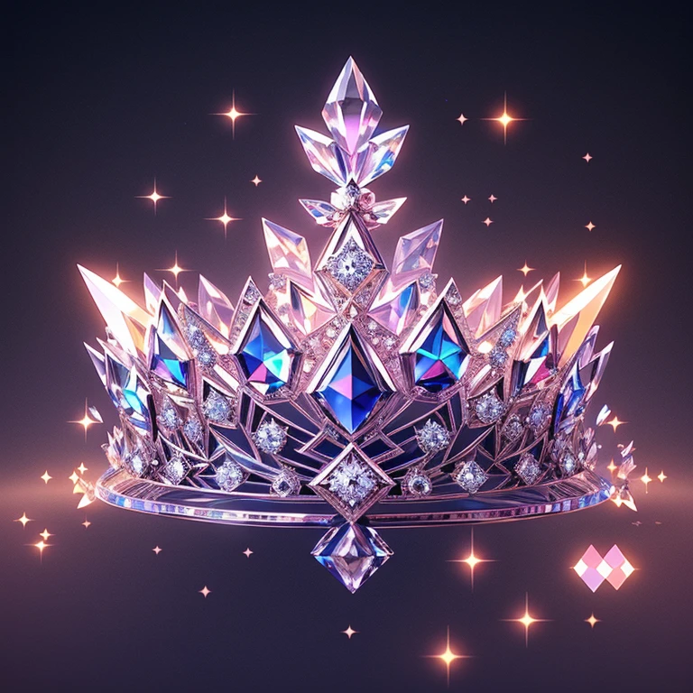 Diamond Crystal Jewel Crown icon, Phoenix element, Sailor Moon style, Gorgeous Crown,ui design,Diamond crystal, Intricate headwear,Brilliant and elegant,minimalist luminous, white background, isometric Ul interface with 3d elements, 3d rendering, hologram, high detail, gad rays, c4d, 8k，