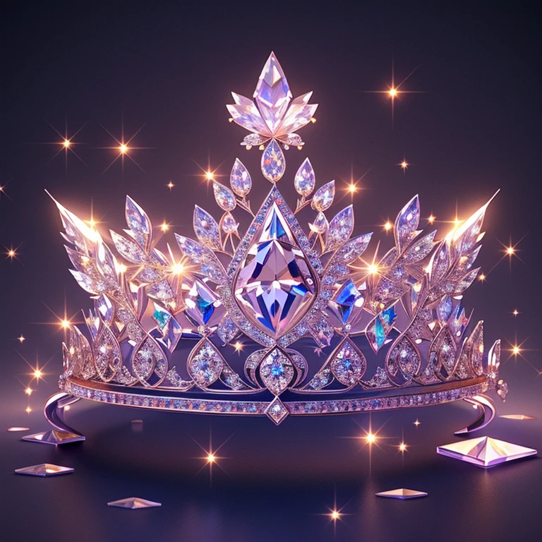 Diamond Crystal Jewel Crown icon, Phoenix element, Sailor Moon style, Gorgeous Crown,ui design,Diamond crystal, Intricate headwear,Brilliant and elegant,minimalist luminous, white background, isometric Ul interface with 3d elements, 3d rendering, hologram, high detail, gad rays, c4d, 8k，