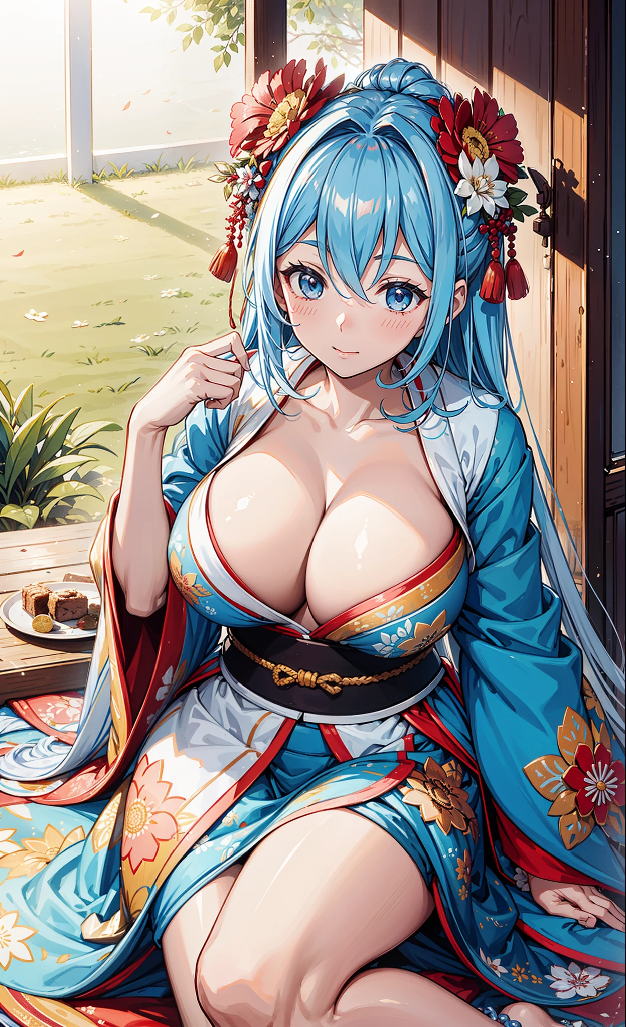 {{{{tmasterpiece}}}}, {{{ultra - detailed}}}, {{{High- sharpness}}}, {{Good anatomy}}, (((Best quality at best))), ((very delicate beautiful)), {{Very detailed and refined}}, {8k CG wallpaper}, {{Lighting}}, (floral patterns:1.1),There are many kinds of patterns that appear on clothes,(color difference:1.2),A mature woman,(The face of the maiden goddess), (1 busty girl:1), having fun,obsessed,独奏, 花魁, (Japanese clothes,:1.2), (Huge cleavage),big curve,natta,电影灯光,shine,tempting pose