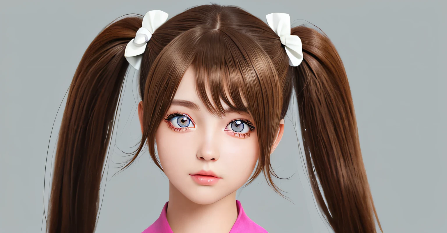 Brown hair,Twin tail hair,Beautiful eyes,a picture,８In K,top-quality,highest details