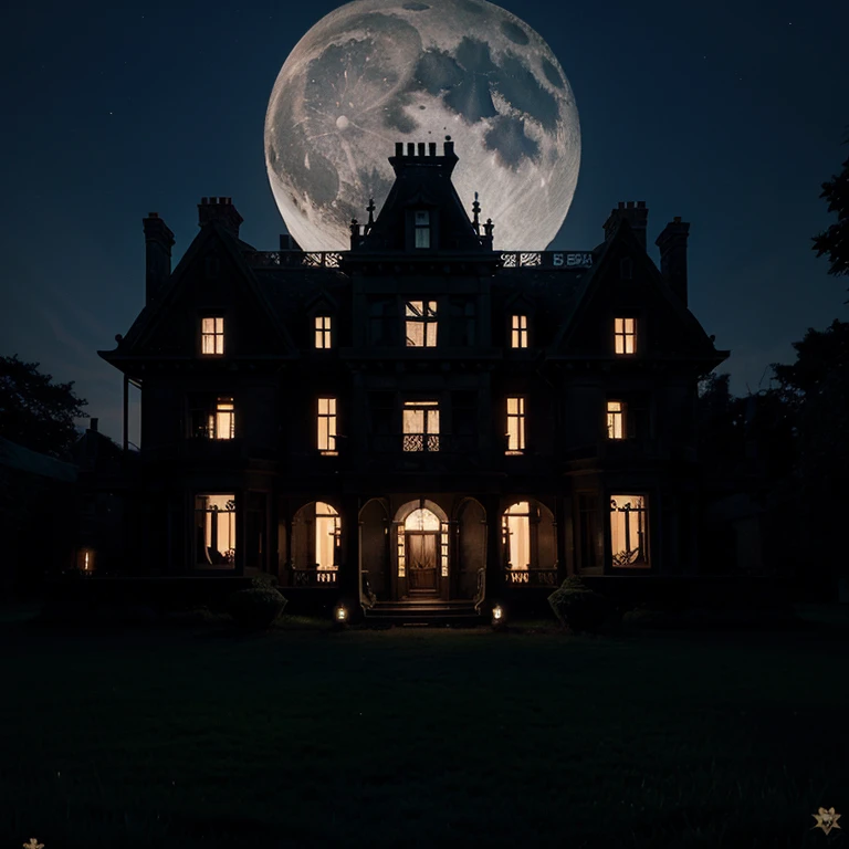 A moonlit Midnight Manor, a grand but dilapidated mansion, stands as the centerpiece, casting an eerie glow in the heart of Noirhaven.