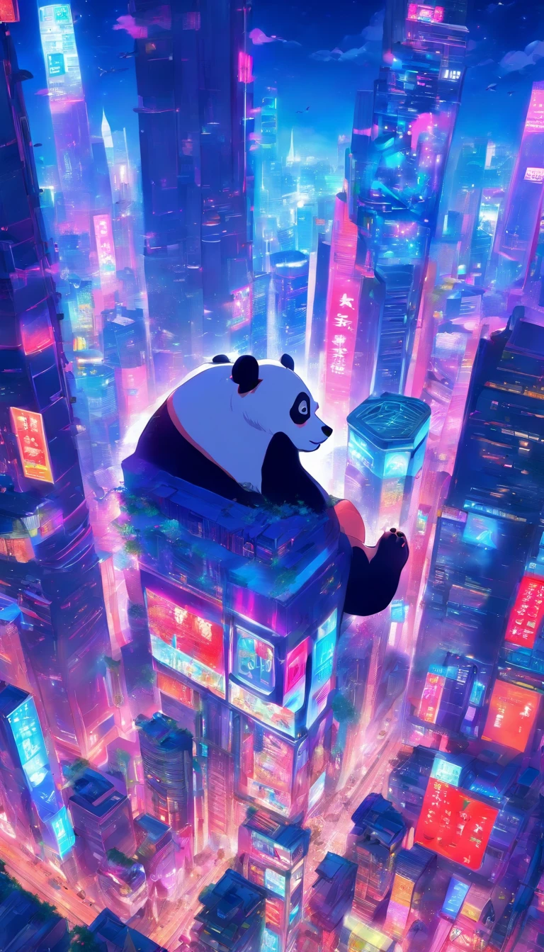 big cities in china,A skyscraper centered around a giant panda