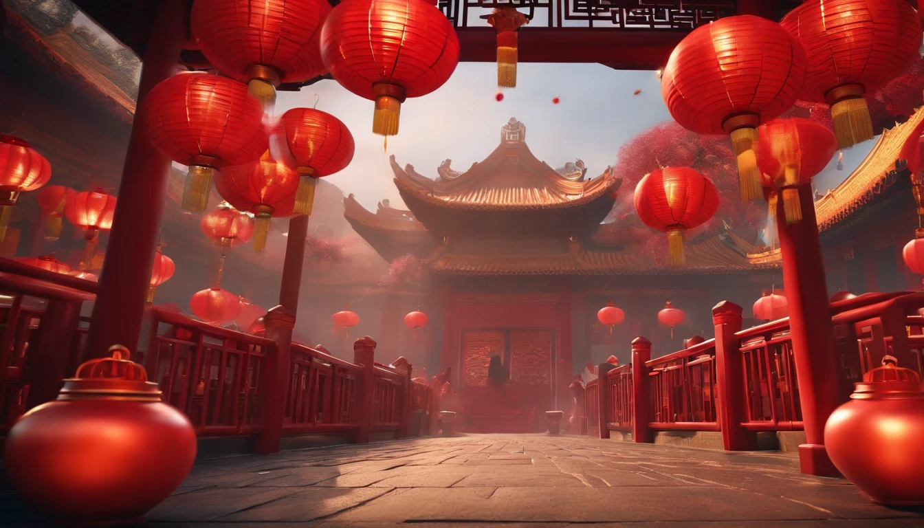 Very beautiful Chinese New Year 3D rendering,Dynamic representation, Vivid effects and details,Superior image quality,A high resolution
