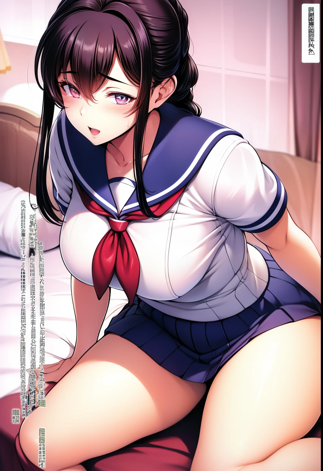 tmasterpiece,Best quality,1girl,High School Uniforms,Mature lady,in bed