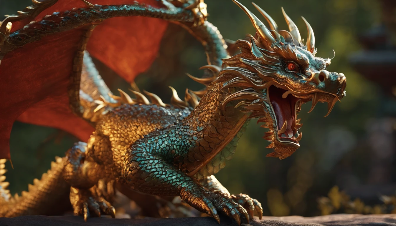 Very beautiful Year of the Dragon 3D rendering,Dynamic representation, Vivid effects and details,Superior image quality,A high resolution