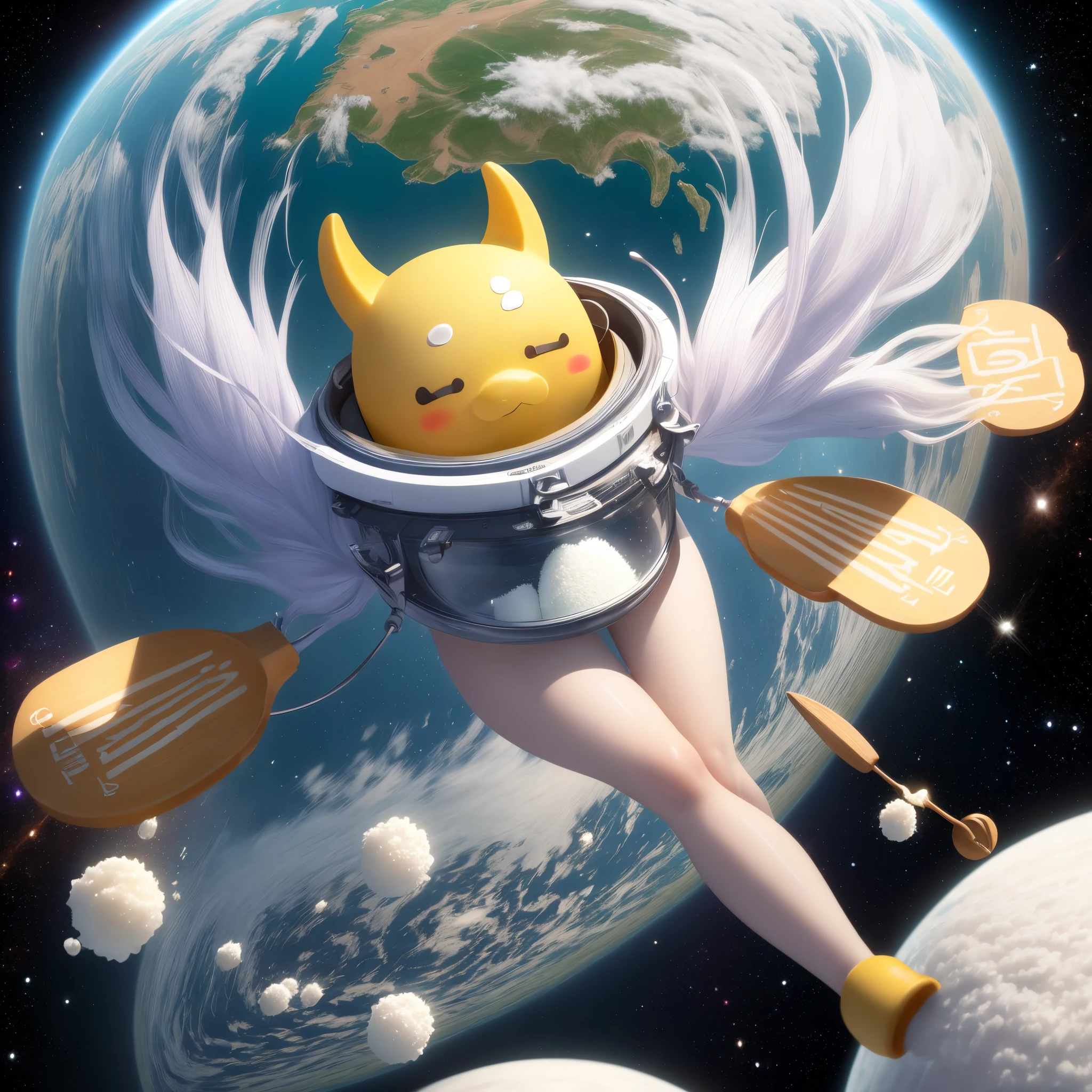 Rice scoop floating in space