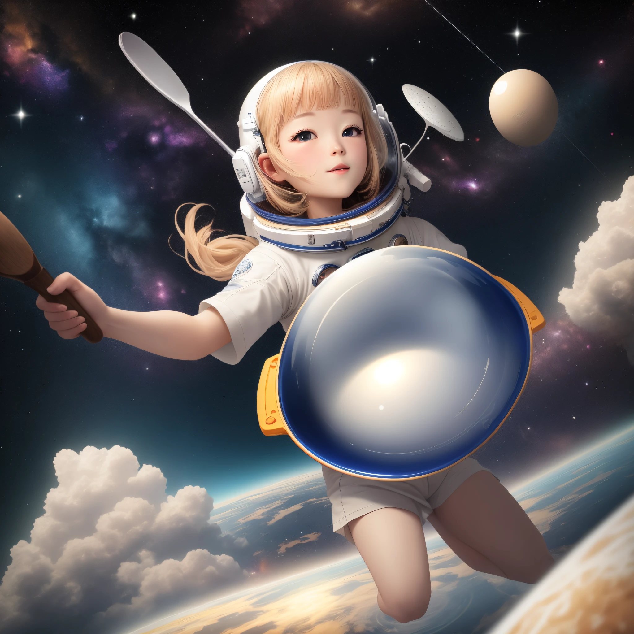Rice scoop floating in space