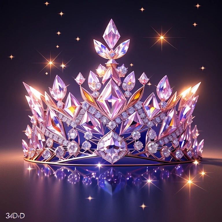 Diamond Crystal Jewel Crown icon, Phoenix Element, Gold with colored diamonds, Sailor Moon style, Gorgeous crown,ui design,Diamond crystal, Intricate headwear,Brilliant and elegant,minimalist luminous, white background, isometric Ul interface with 3d elements, 3d rendering, hologram, high detail, gad rays, c4d, 8k，