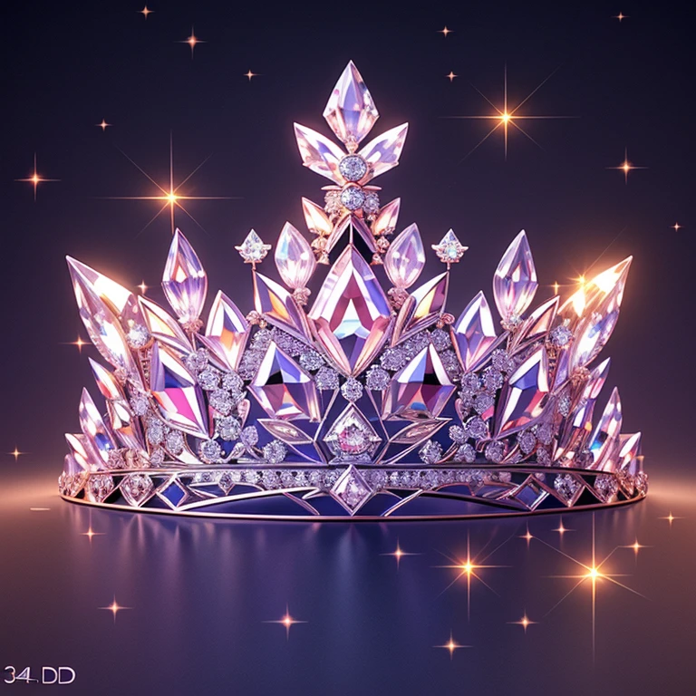 Diamond Crystal Jewel Crown icon, Phoenix Element, Gold with colored diamonds, Sailor Moon style, Gorgeous crown,ui design,Diamond crystal, Intricate headwear,Brilliant and elegant,minimalist luminous, white background, isometric Ul interface with 3d elements, 3d rendering, hologram, high detail, gad rays, c4d, 8k，