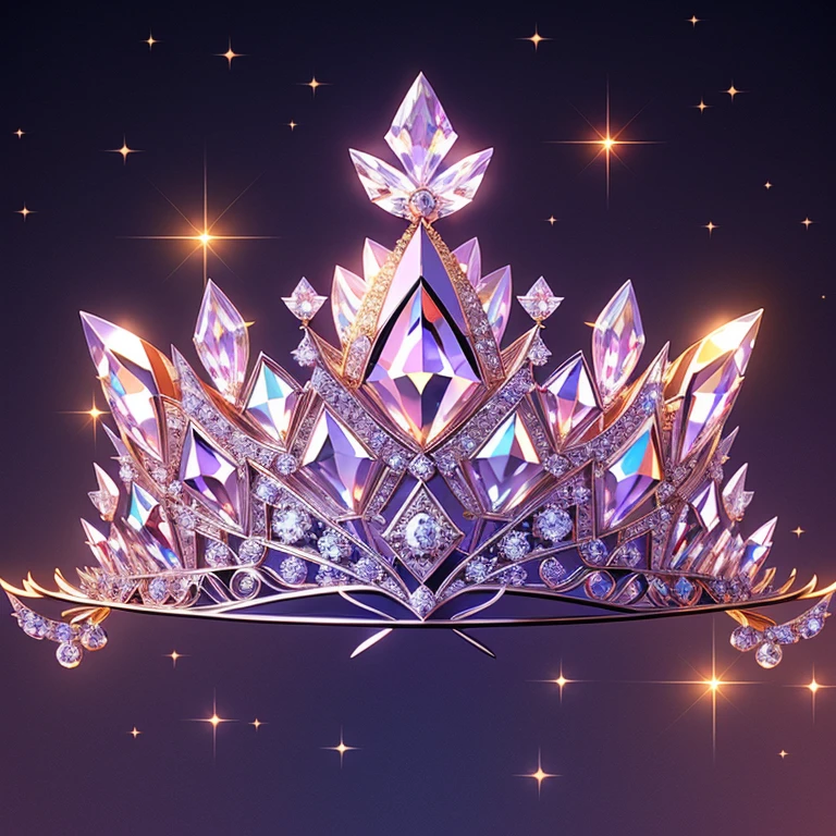 Diamond Crystal Jewel Crown icon, Phoenix Element, Gold with colored diamonds, Sailor Moon style, Gorgeous crown,ui design,Diamond crystal, Intricate headwear,Brilliant and elegant,minimalist luminous, white background, isometric Ul interface with 3d elements, 3d rendering, hologram, high detail, gad rays, c4d, 8k，