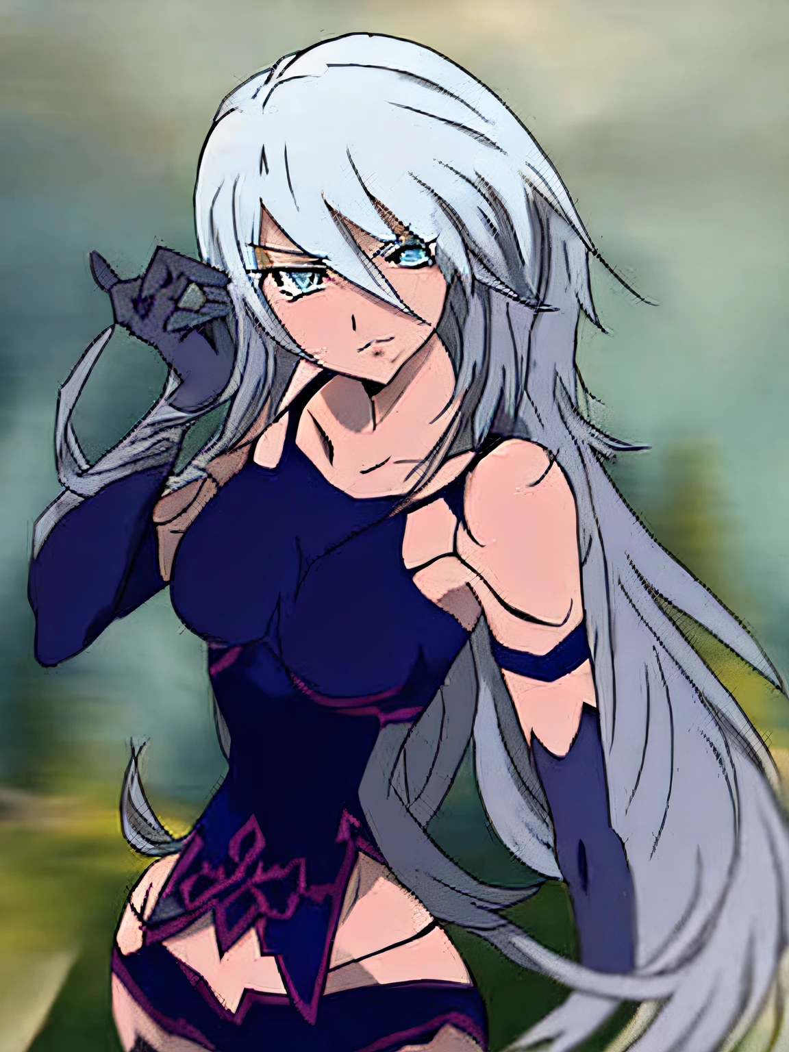anime girl aux cheveux gris et oreilles noires dans un champ, Demon anime girl, mika kurai demon, Anime dans le style fantastique, dans un style anime, epic anime style, anime monster girl, demon girl, dans le style anime, Personnage de style anime, Gapmoe Yandere Grimdark, cel - shaded art style, Demon Mara, anime artstyle, Girl Design Lush Horns