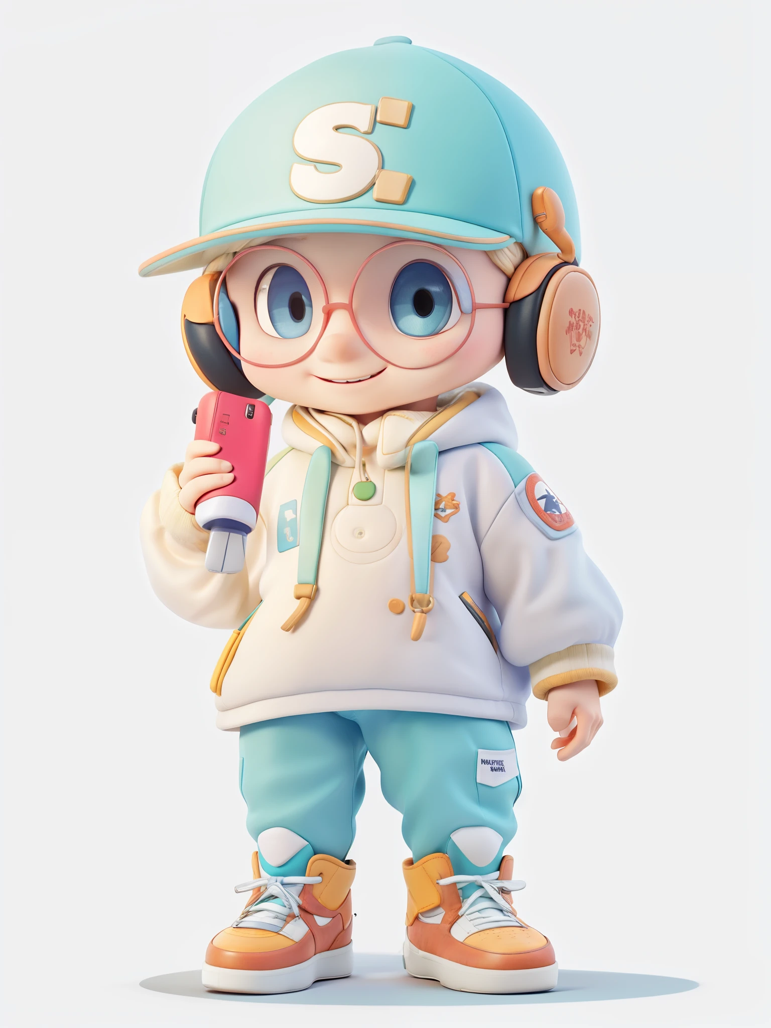 the only person, schoolboy,travel background,The stands up,ssmile,Full body lesbian,malefocus,baseball cap,Earphone,Trip