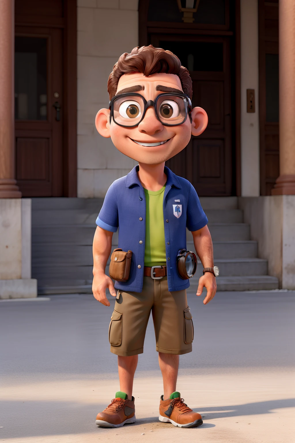 Um moreno, careca, wearing goggles, com roupa esporte na rua normal